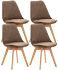 4-delige set Eetkamerstoelen - Keukenstoelen - Comfortabel en Reinigen Gemakkelijk Kleur donkerbruin Materiaal zacht