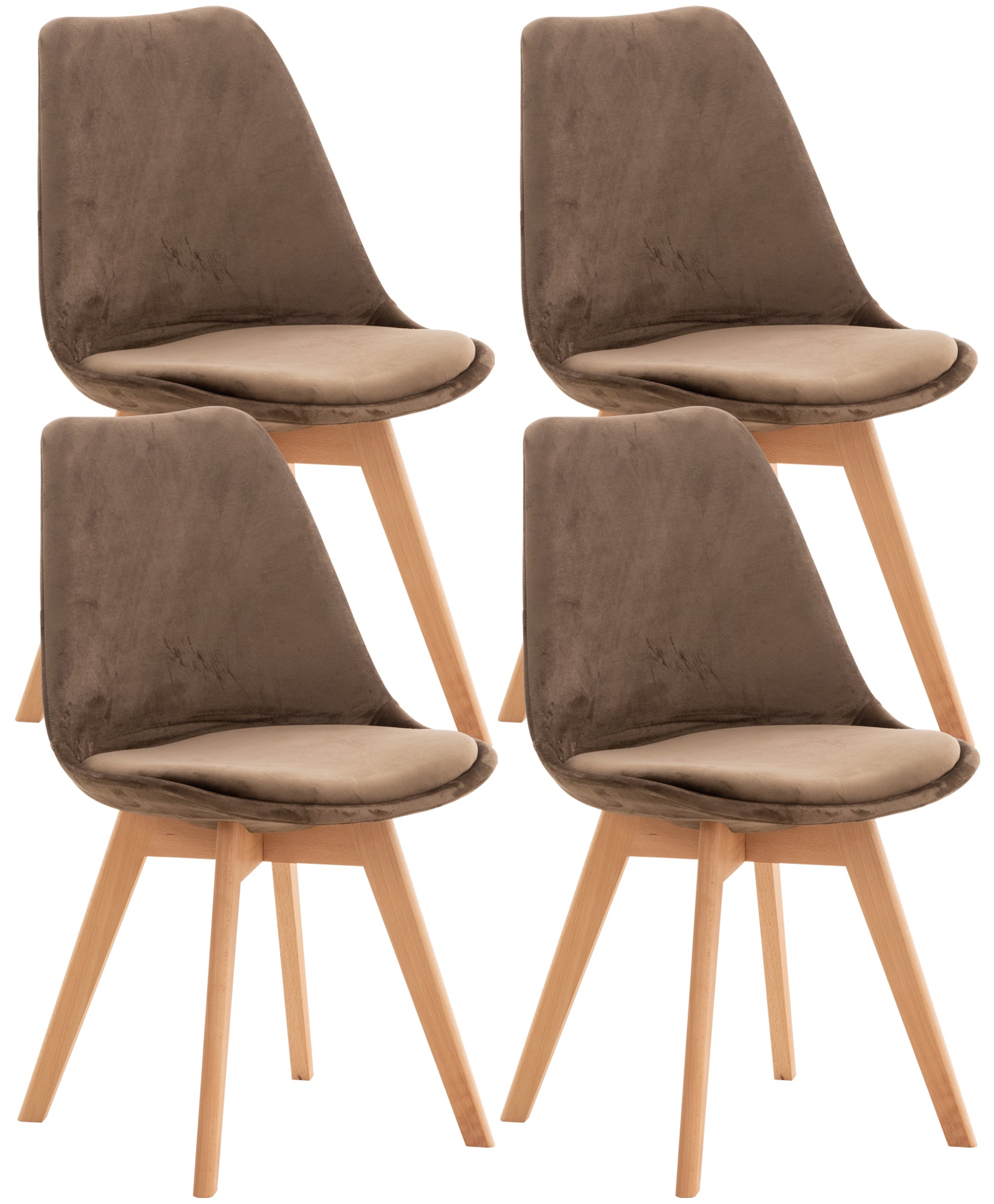 4-delige set Eetkamerstoelen - Keukenstoelen - Comfortabel en Reinigen Gemakkelijk Kleur donkerbruin Materiaal zacht