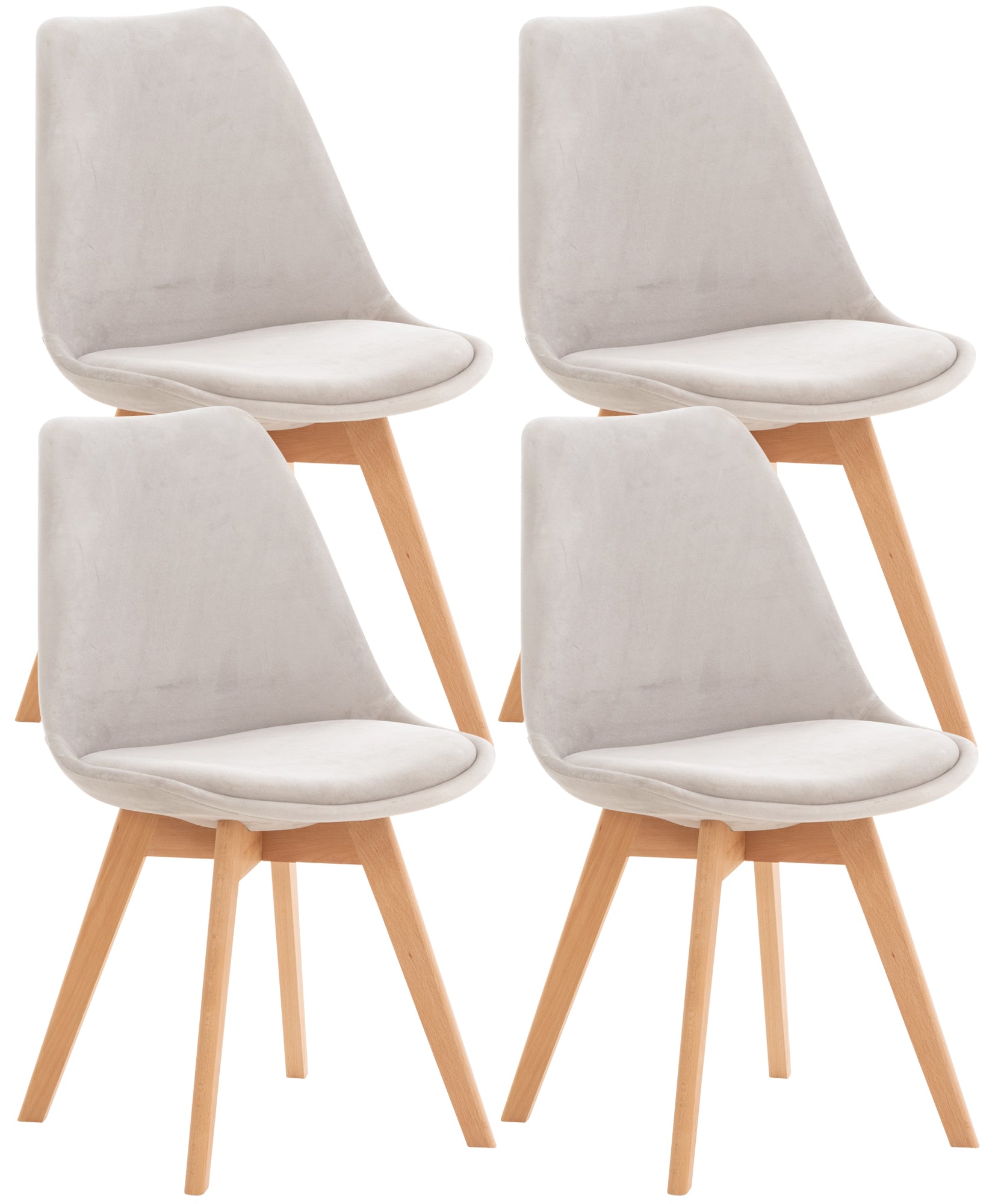 4-delige set Eetkamerstoelen - Keukenstoelen - Comfortabel en Reinigen Gemakkelijk Kleur lichtgrijs Materiaal zacht