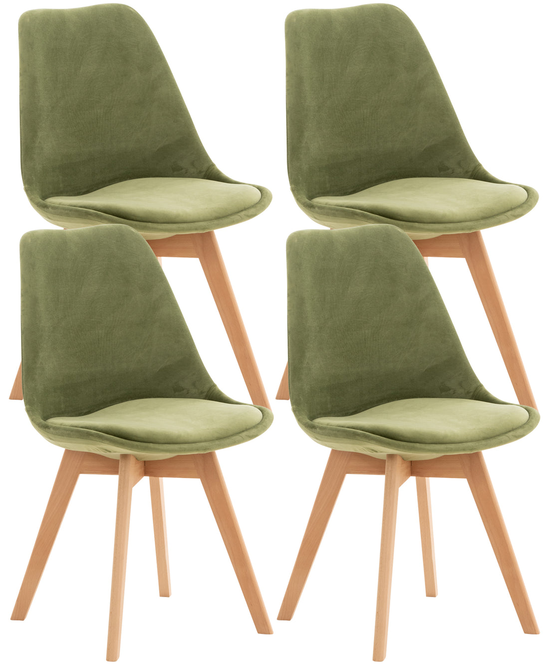 Set van 4 Eetkamerstoelen - Comfortabele Stoelen - Ergonomisch Design voor Langdurig Zitten Kleur lichtgroen