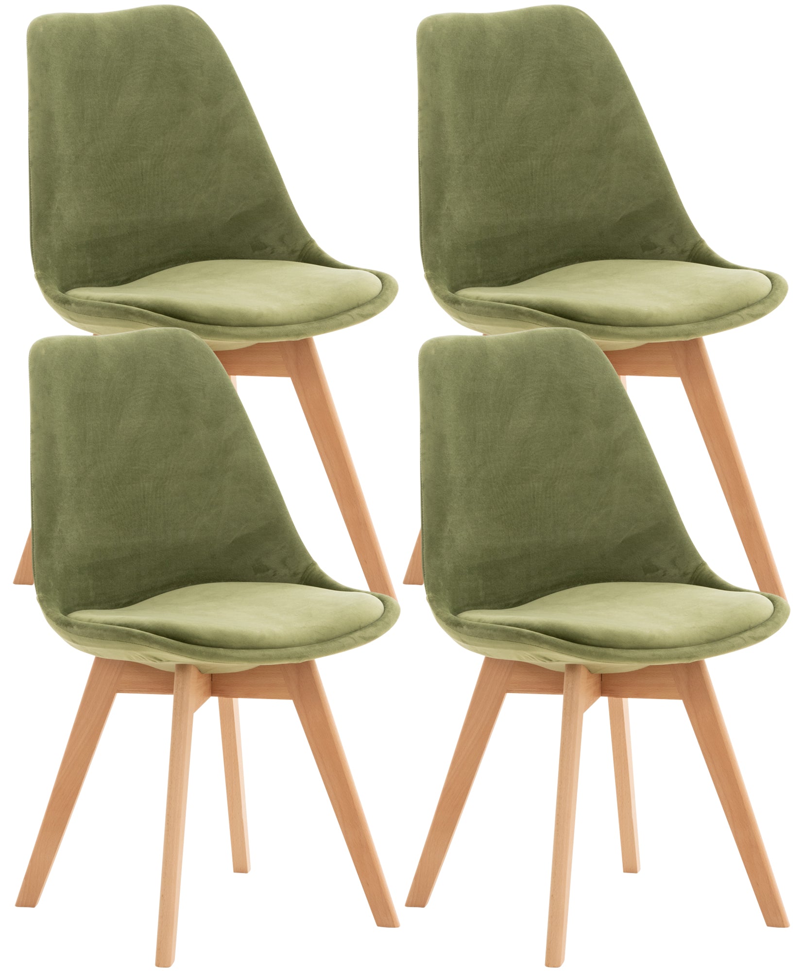 Set van 4 Eetkamerstoelen - Comfortabele Stoelen - Ergonomisch Design voor Langdurig Zitten Kleur lichtgroen