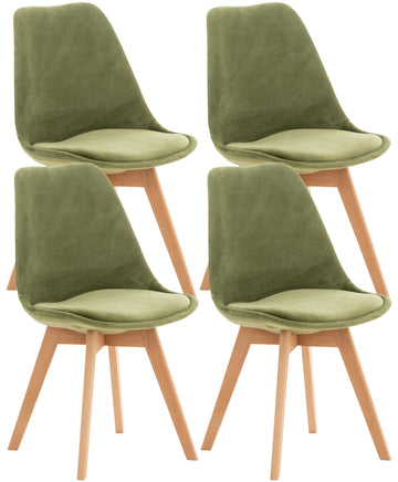 Set van 4 Eetkamerstoelen - Comfortabele Stoelen - Ergonomisch Design voor Langdurig Zitten Kleur lichtgroen