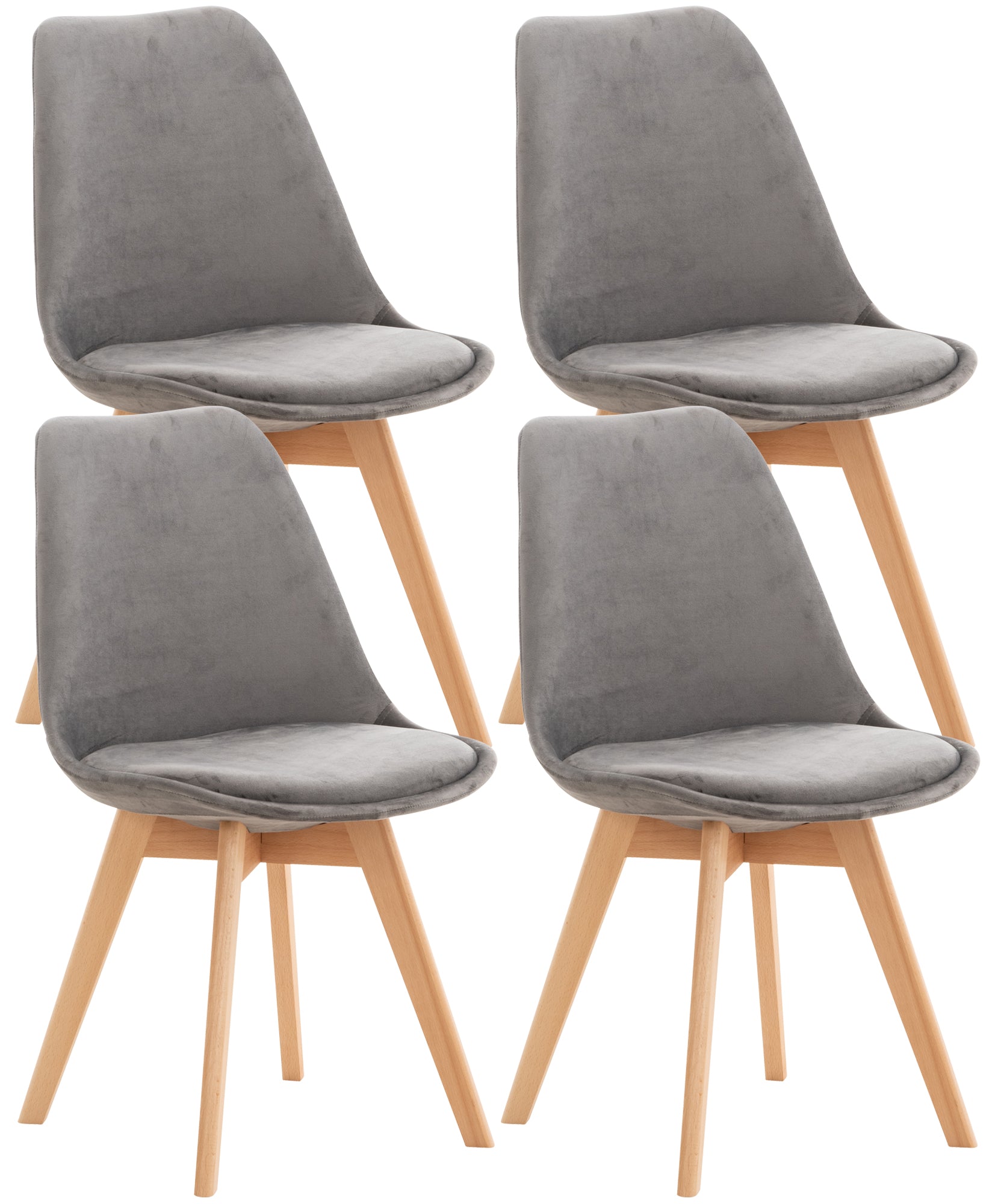 4-delige set Eetkamerstoelen - Keukenstoelen - Comfortabel en Reinigen Gemakkelijk Kleur grijs Materiaal zacht