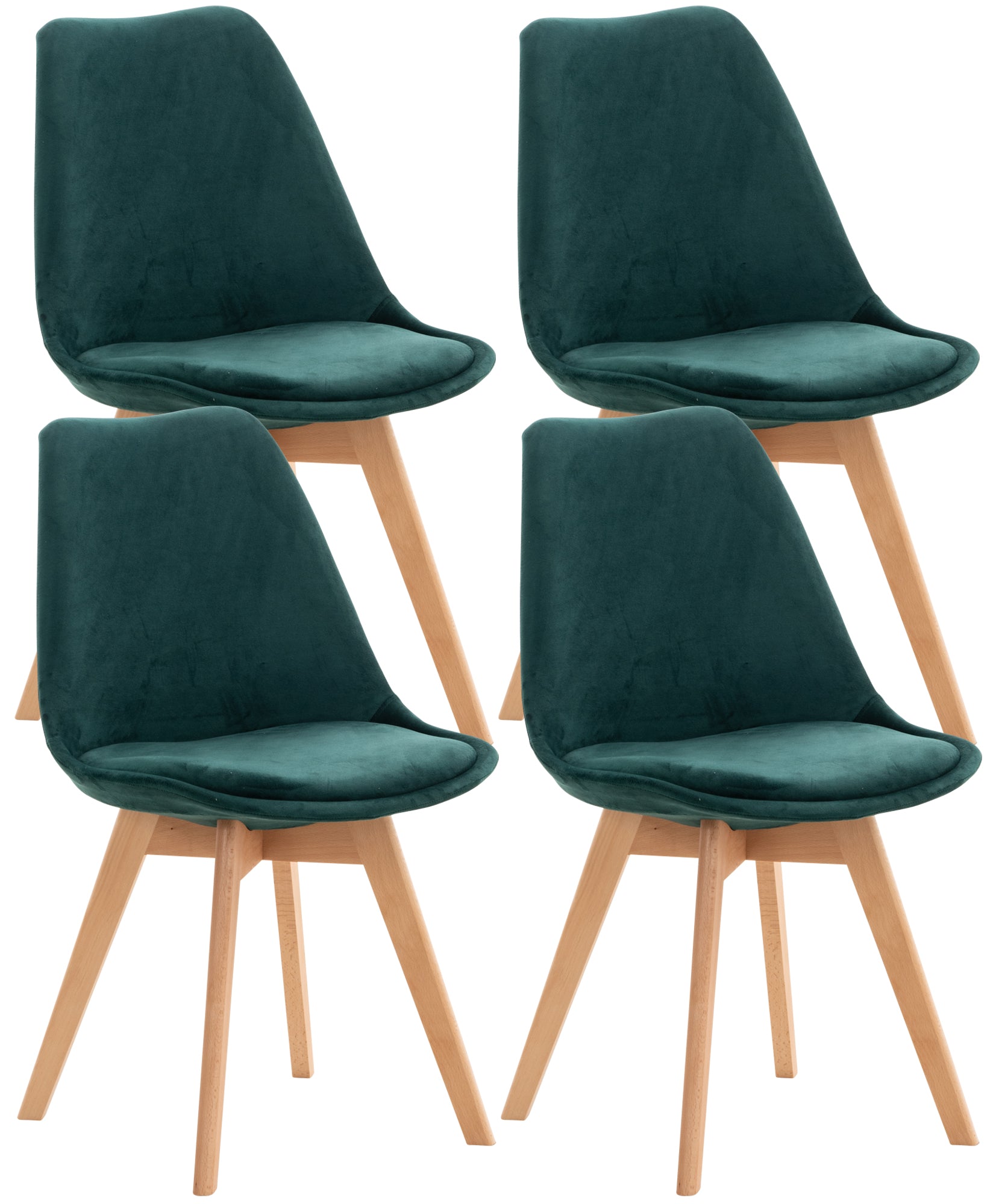 4-delige set Eetkamerstoelen - Keukenstoelen - Comfortabel en Reinigen Gemakkelijk Kleur groen Materiaal zacht