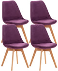 4-delige set Eetkamerstoelen - Keukenstoelen - Comfortabel en Reinigen Gemakkelijk Kleur lila Materiaal zacht