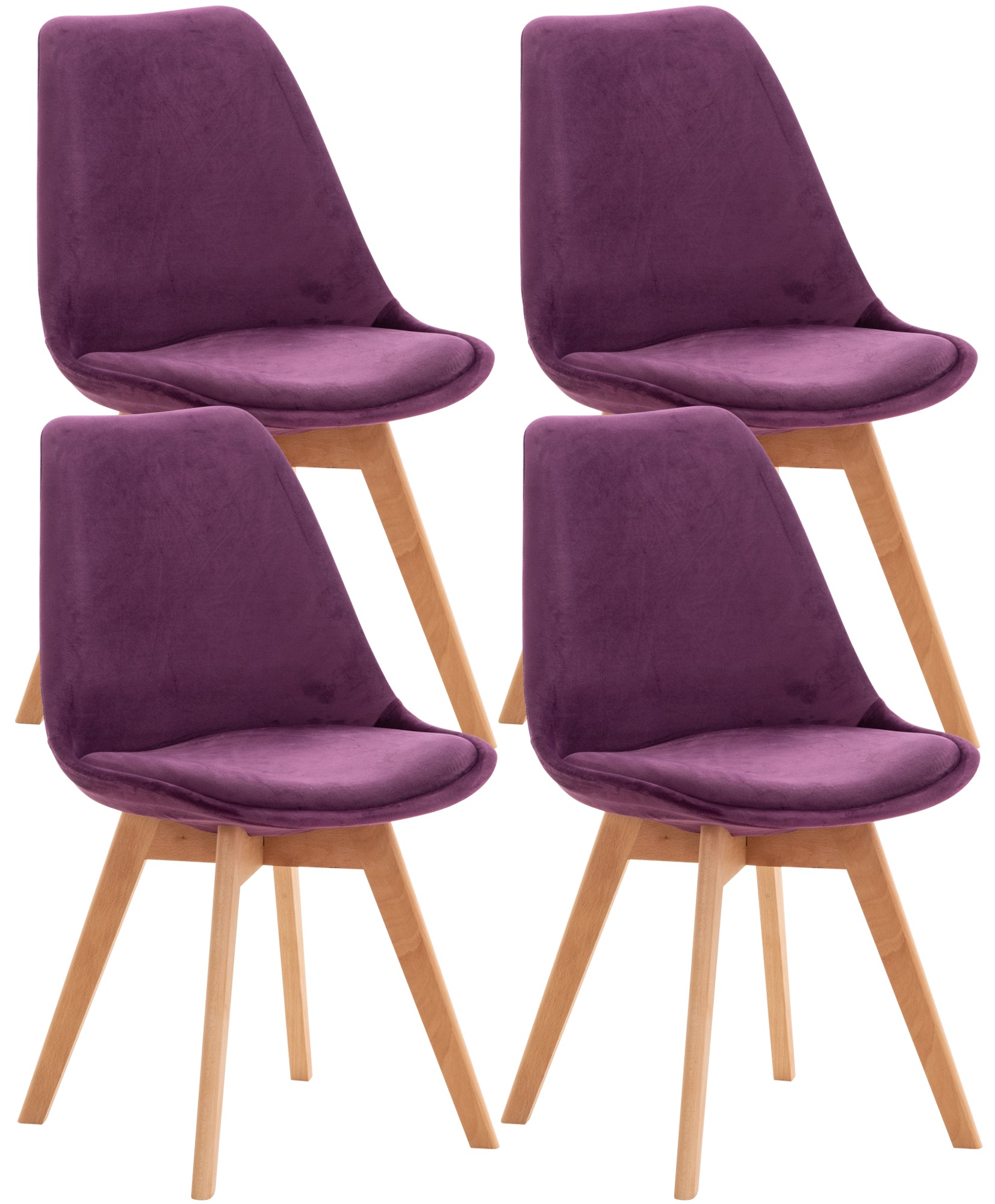 4-delige set Eetkamerstoelen - Keukenstoelen - Comfortabel en Reinigen Gemakkelijk Kleur lila Materiaal zacht