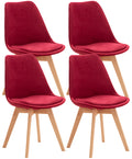 Set van 4 Eetkamerstoelen - Keukenstoelen - Comfortabel & Stabiel Houten Onderstel Kleur rood