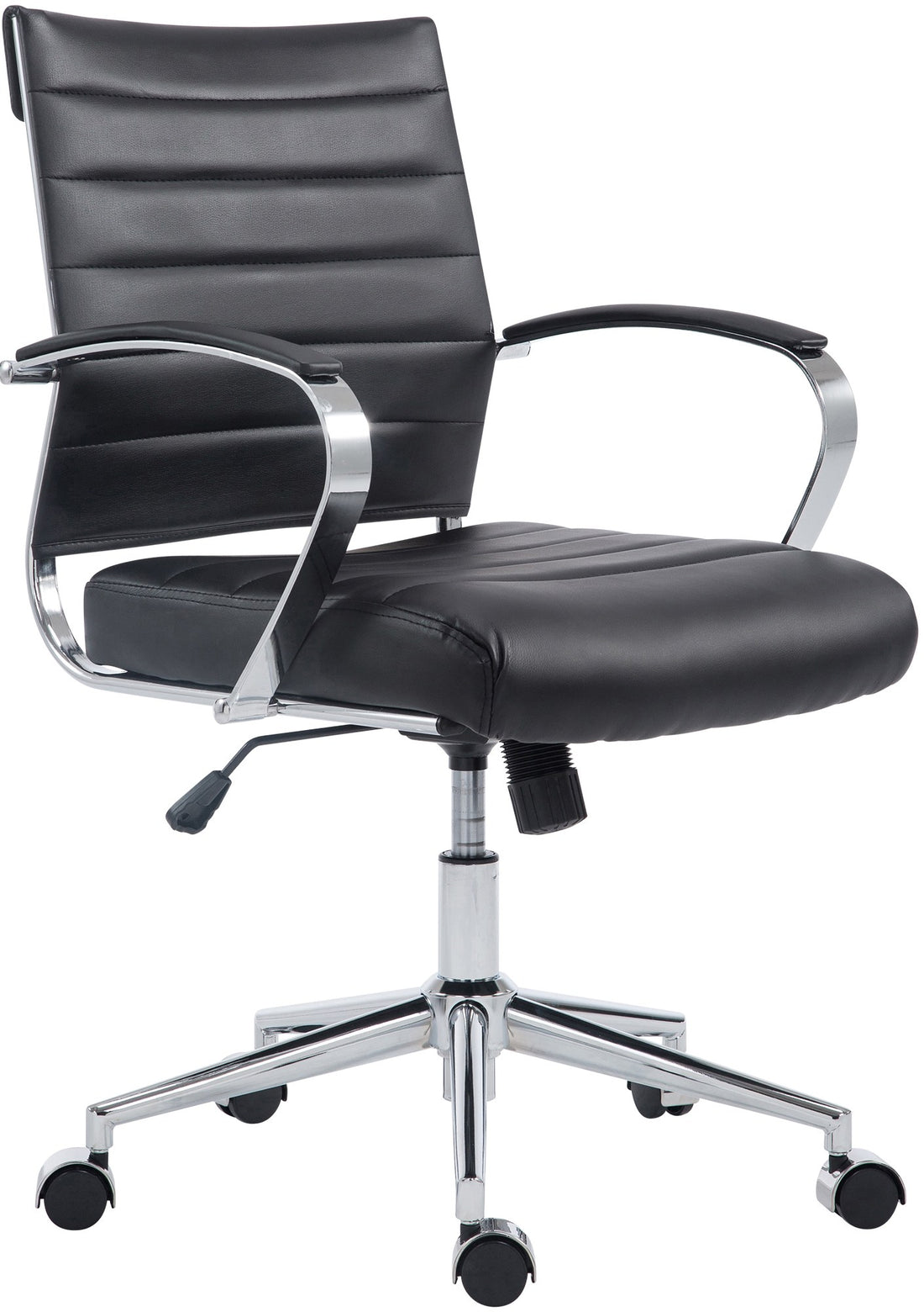 Ergonomische Bureaustoel, Kantoorstoel - Verstelbaar Comfort, Chroomlook Frame Materiaal kunstleer Kleur zwart
