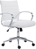 Ergonomische Bureaustoel, Kantoorstoel - Verstelbaar Comfort, Chroomlook Frame Materiaal kunstleer Kleur wit