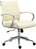 Ergonomische Bureaustoel, Kantoorstoel - Verstelbaar Comfort, Chroomlook Frame Materiaal kunstleer Kleur crème