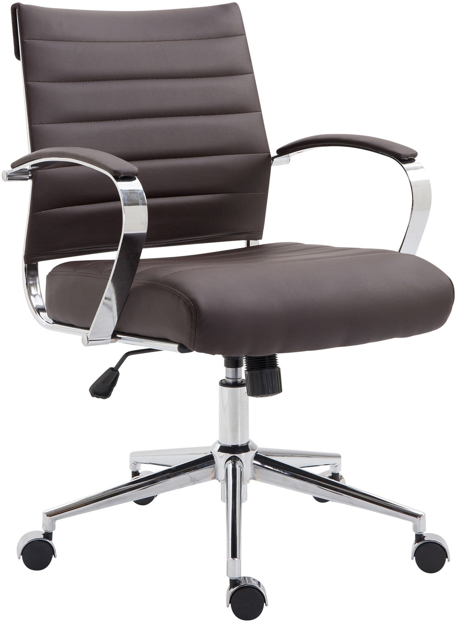 Ergonomische Bureaustoel, Kantoorstoel - Verstelbaar Comfort, Chroomlook Frame Materiaal kunstleer Kleur bruin