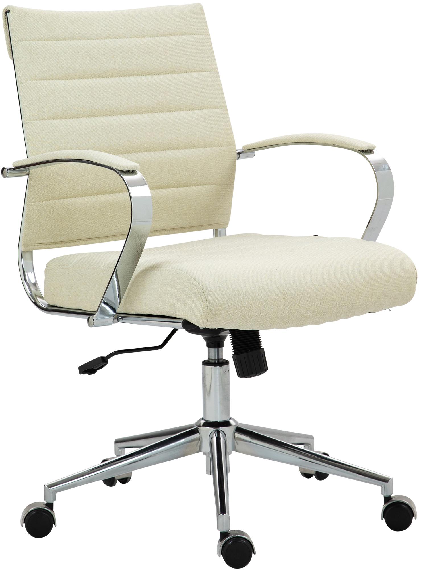 Ergonomische Bureaustoel, Kantoorstoel - Verstelbaar Comfort, Chroomlook Frame Materiaal Stof Kleur crème