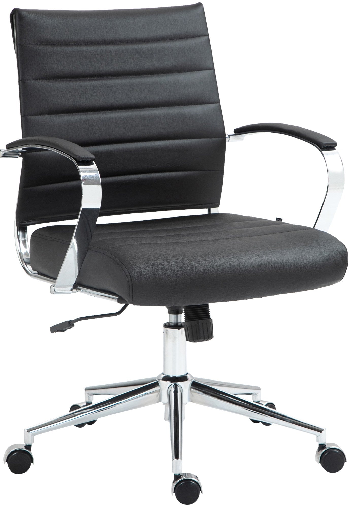 Ergonomische Bureaustoel, Kantoorstoel - Verstelbaar Comfort, Chroomlook Frame Materiaal echt leer Kleur zwart