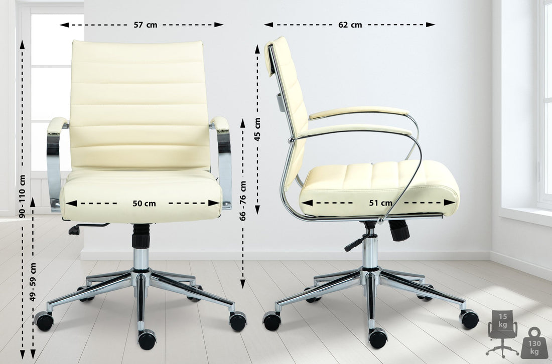 Ergonomische Bureaustoel - Kantoorstoel - Verstelbare Hoogte, Optimale Comfort Kleur crème