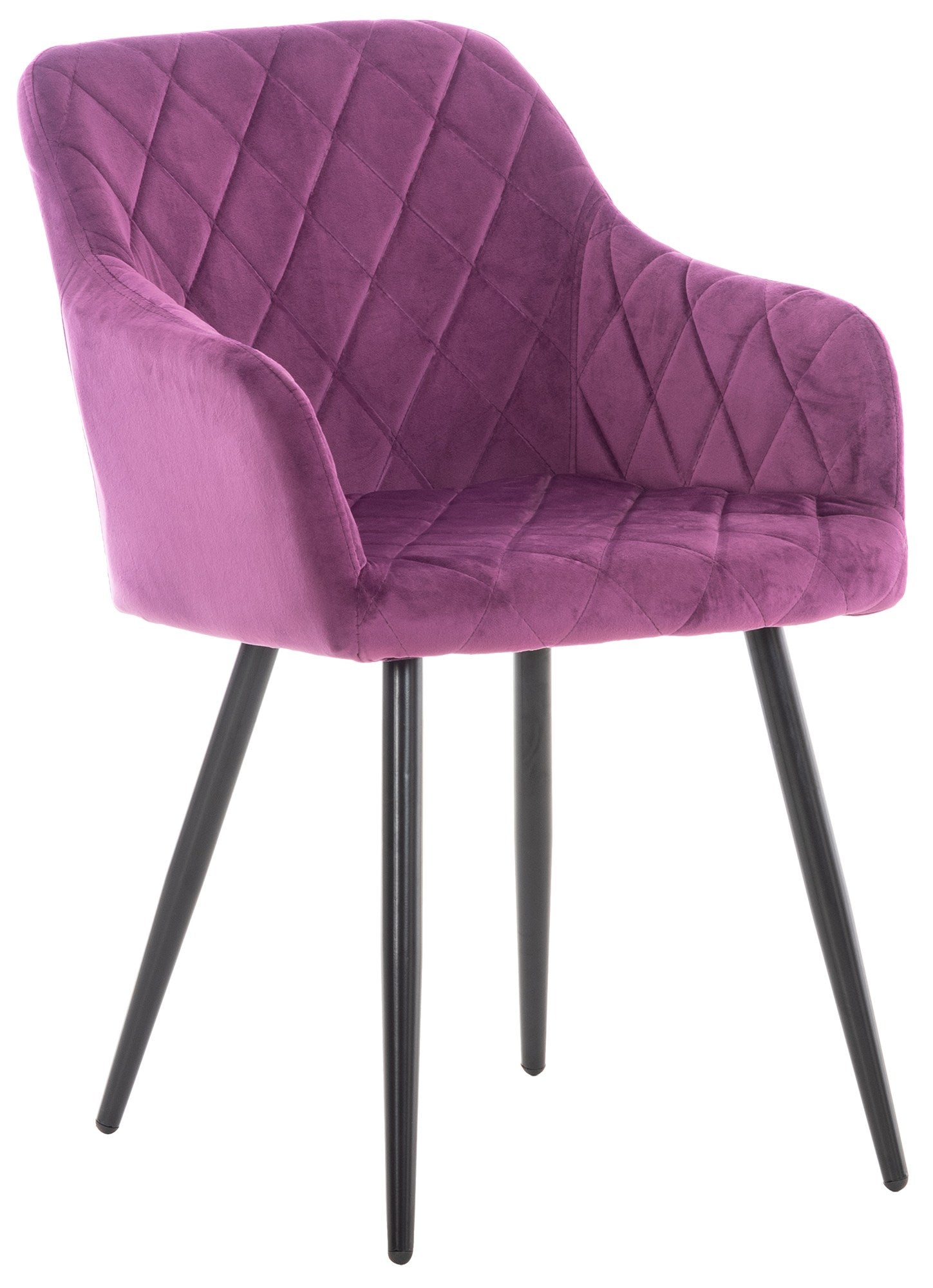 Eetkamerstoel - Comfortabele Keukenstoel, Modern Design, Fluweel/Metalen Onderstel Kleur paars