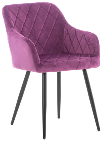 Eetkamerstoel - Comfortabele Keukenstoel, Modern Design, Fluweel/Metalen Onderstel Kleur paars