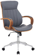Bureaustoel Kunstleer - Ergonomische Kantoorstoel - 360° Draaibaar Design Kleur walnoot/grijs