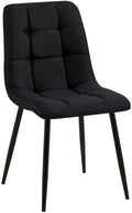 Eetkamerstoel - Dining Chair - Comfortabele Rugleuning - Onderhoudsvriendelijk Materiaal Stof Kleur zwart