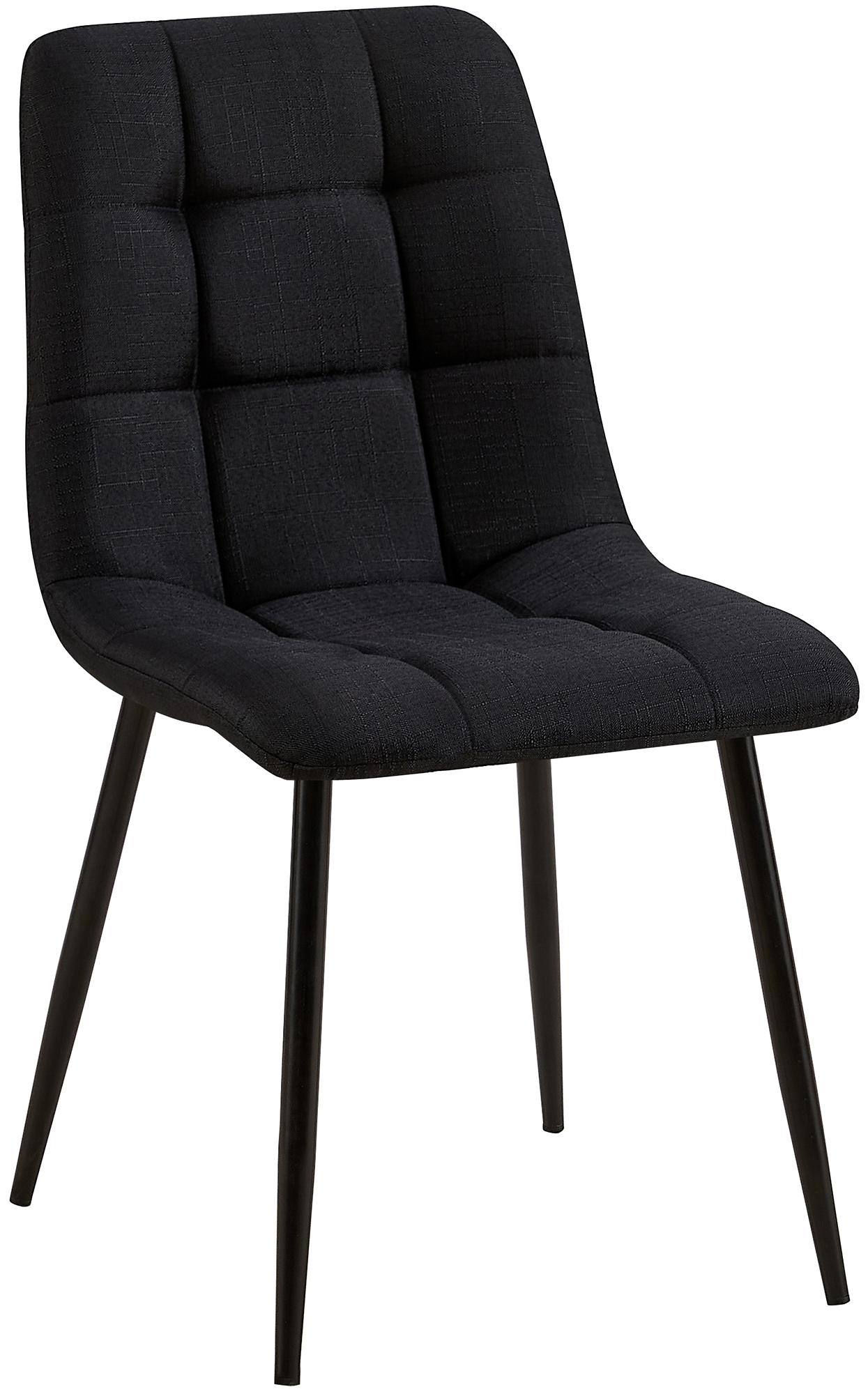 Eetkamerstoel - Dining Chair - Comfortabele Rugleuning - Onderhoudsvriendelijk Materiaal Stof Kleur zwart