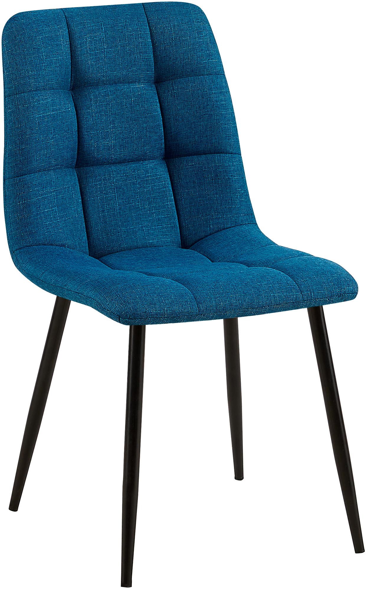 Eetkamerstoel - Dining Chair - Comfortabele Rugleuning - Onderhoudsvriendelijk Materiaal Stof Kleur blauw