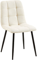 Eetkamerstoel - Dining Chair - Comfortabele Rugleuning - Onderhoudsvriendelijk Materiaal Stof Kleur crème