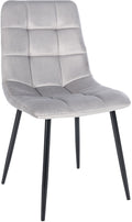 Eetkamerstoel - Dining Chair - Comfortabele Rugleuning - Onderhoudsvriendelijk Materiaal zacht Kleur grijs