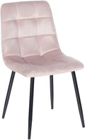 Eetkamerstoel - Dining Chair - Comfortabele Rugleuning - Onderhoudsvriendelijk Materiaal zacht Kleur roze