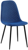 Comfortabele Stijlvolle Eetkamerstoel - Fluweel Bekleding - Onderhoudsvriendelijk Design Materiaal Stof Kleur blauw