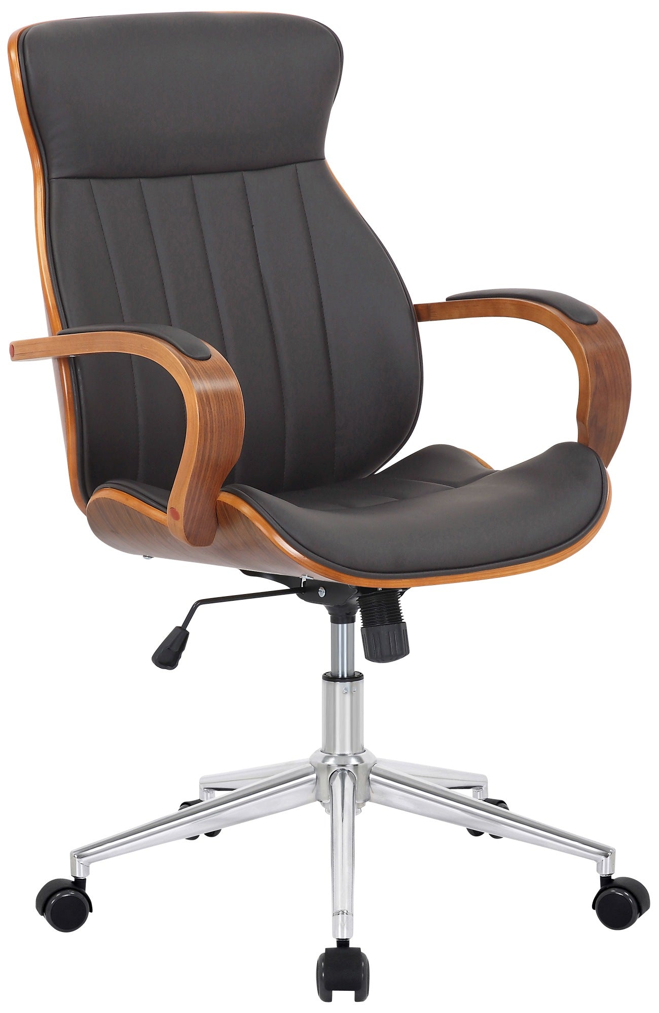 Bureaustoel Kunstleer - Ergonomische Kantoorstoel - 360° Draaibaar Design Kleur walnoot/braun