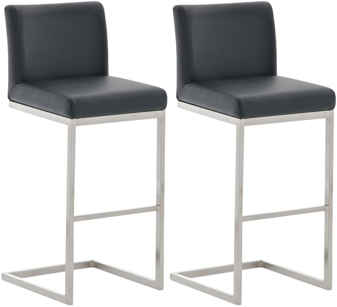 2-delige Set Barkrukken - Hoge Stoelen - Comfortabele Voetensteun en Rugleuning Kleur zwart