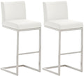 2-delige Set Barkrukken - Hoge Stoelen - Comfortabele Voetensteun en Rugleuning Kleur wit