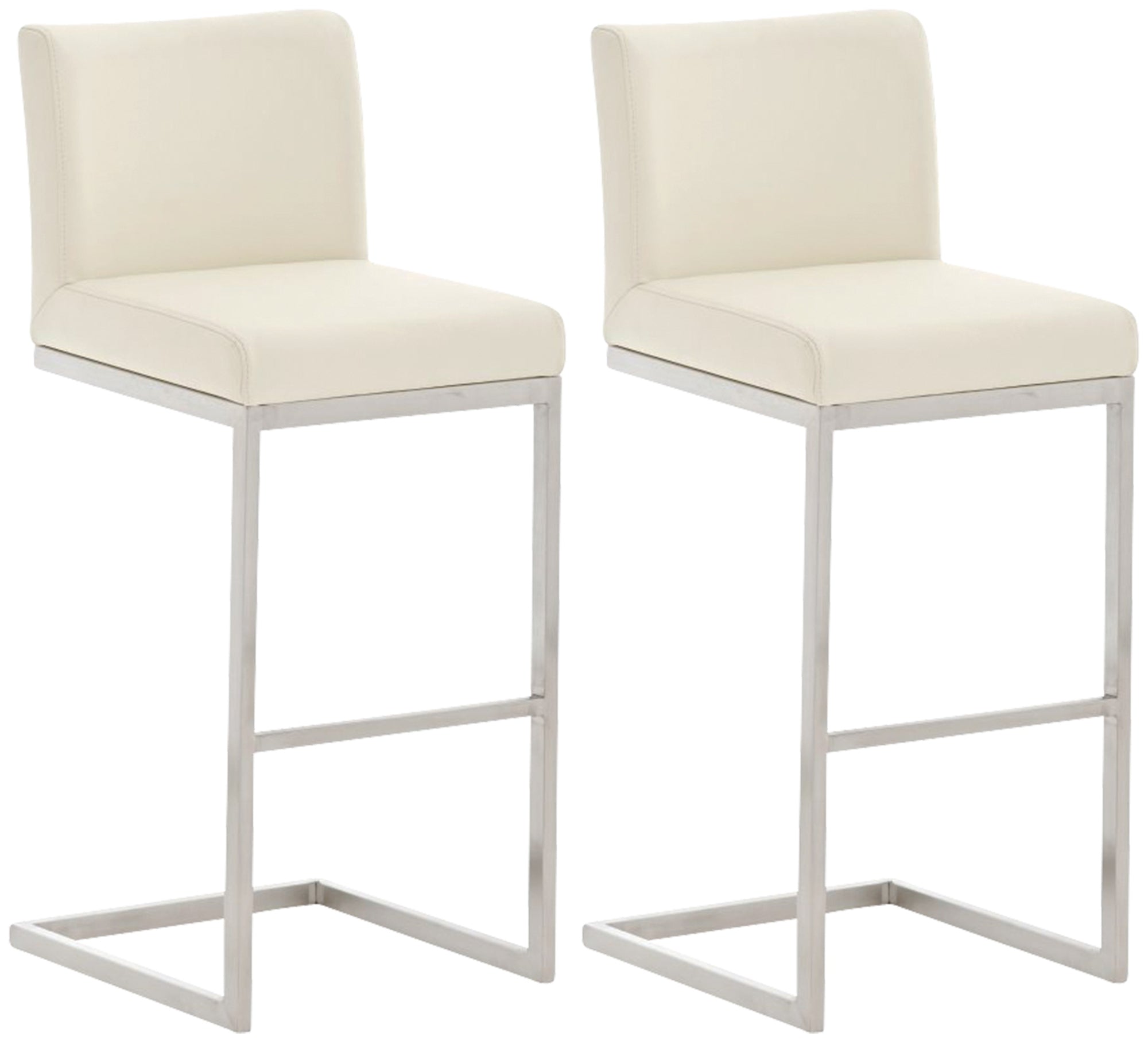 Set van 2 Barkrukken - Barstoelen - Roestvrijstalen Stabiliteit & Kunstleren Comfort Kleur crème