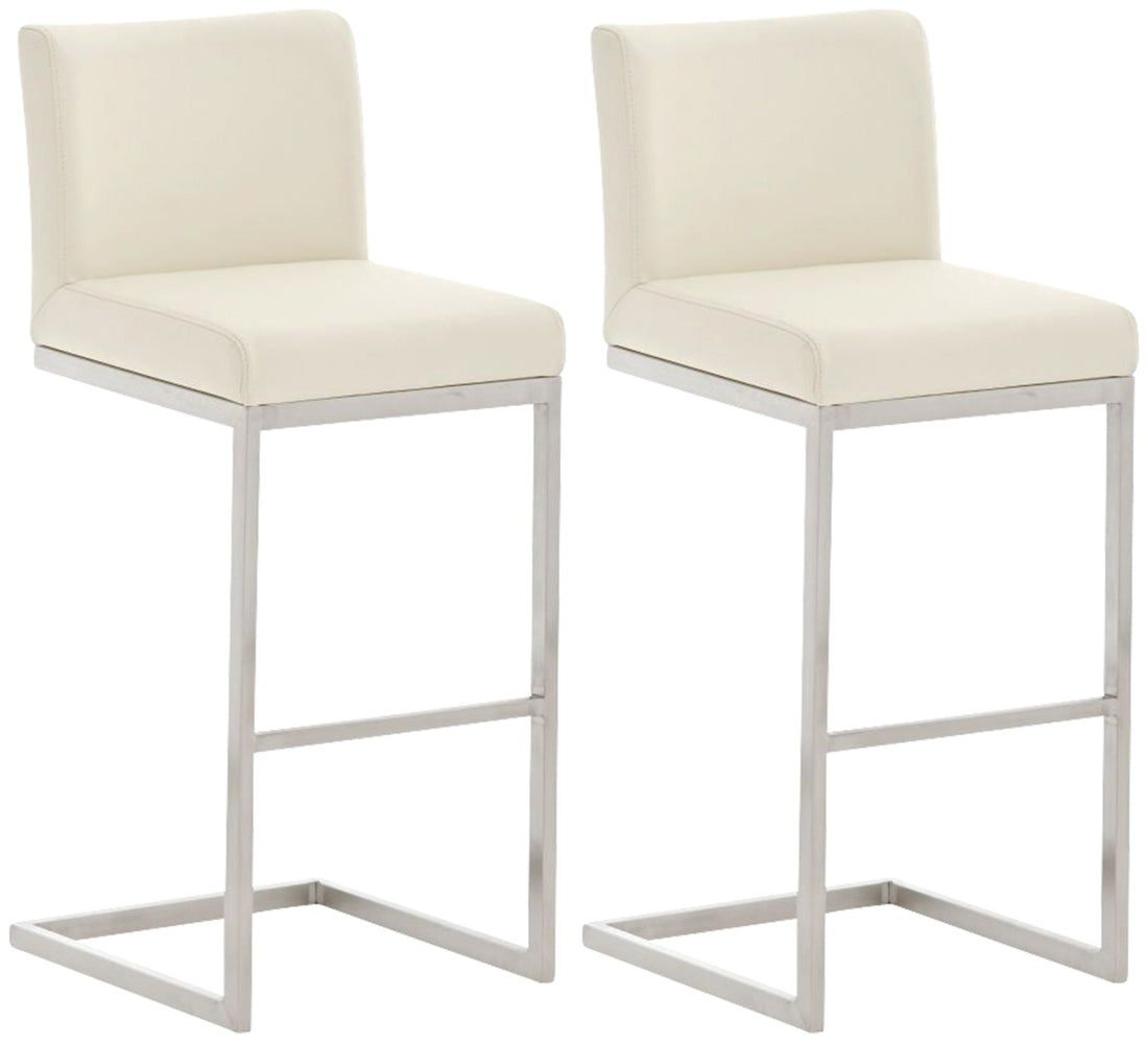 Set van 2 Barkrukken - Barstoelen - Roestvrijstalen Stabiliteit & Kunstleren Comfort Kleur crème