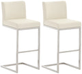 Set van 2 Barkrukken - Barstoelen - Roestvrijstalen Stabiliteit & Kunstleren Comfort Kleur crème