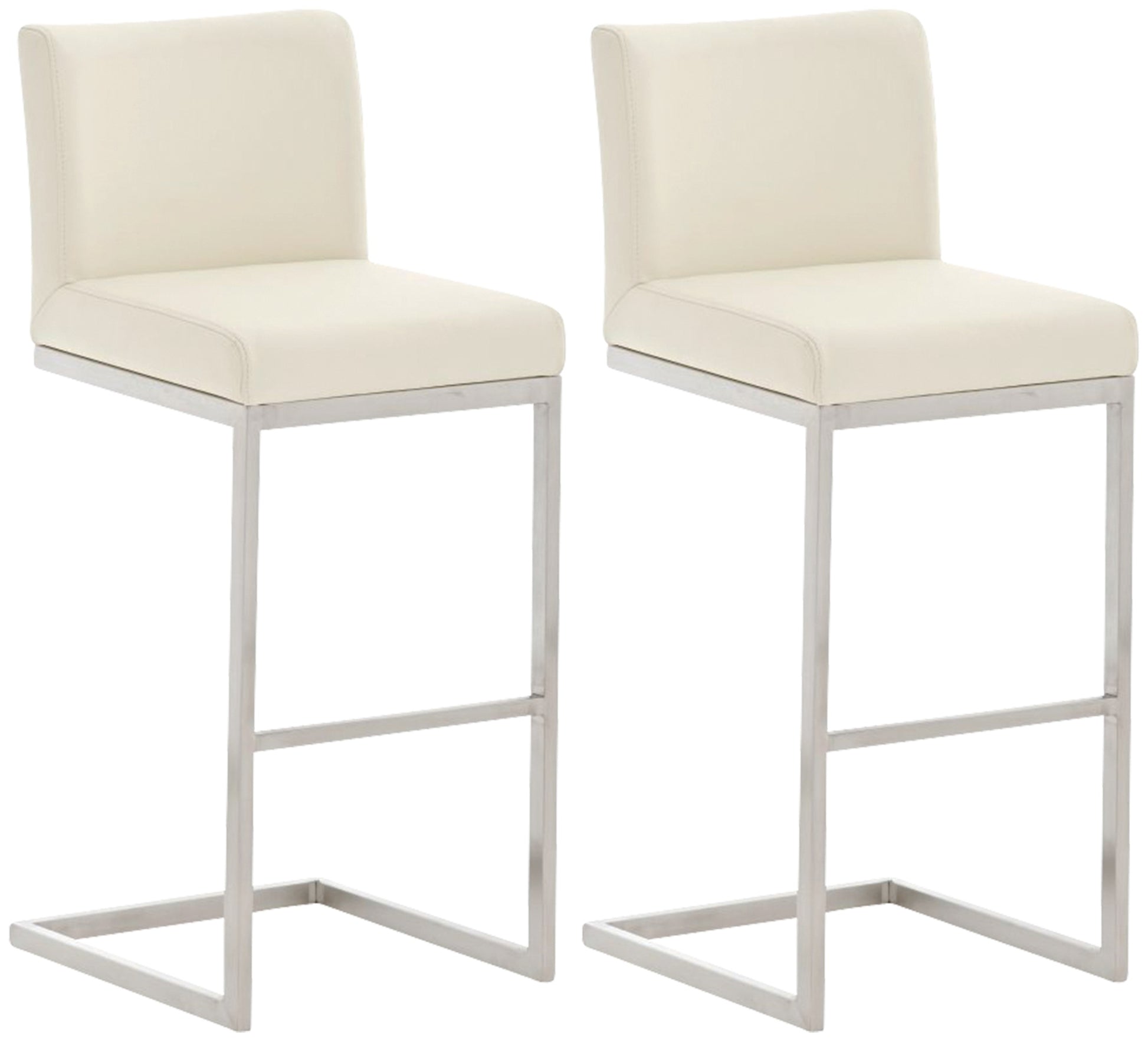 Set van 2 Barkrukken - Barstoelen - Roestvrijstalen Stabiliteit & Kunstleren Comfort Kleur crème