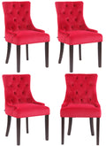 Set van 4 Fluwelen Eetkamerstoelen - Keukenstoelen - Elegant Design met Comfortabel Zitvlak Kleur rood