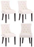 4-delige set Eetkamerstoelen - Fluwelen Stoelen, Hoog Zitcomfort - Stijlvolle Sierstiksels Kleur crème Onderstel Kleur antiek