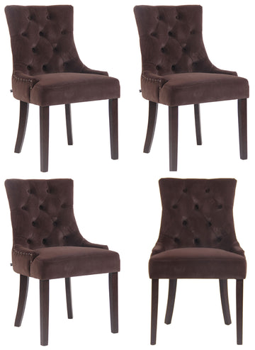 Set van 4 Fluwelen Eetkamerstoelen - Luxe Zitplaatsen - Comfortabel Design Kleur bruin