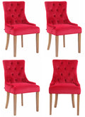 Set van 4 Fluwelen Eetkamerstoelen - Keukenstoelen - Luxueus Zitcomfort Kleur rood
