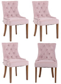 Set van 4 Fluwelen Eetkamerstoelen - Keukenstoelen - Elegant Design Kleur roze