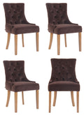 Set van 4 Fluwelen Eetkamerstoelen - Keukenstoelen - Hoog Zitcomfort Kleur bruin