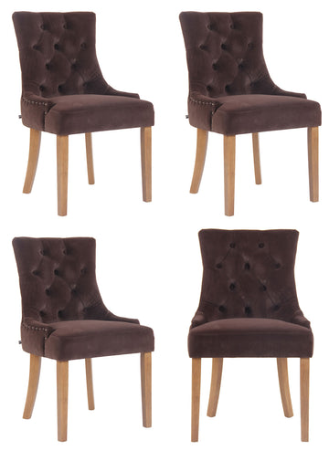 Set van 4 Fluwelen Eetkamerstoelen - Keukenstoelen - Hoog Zitcomfort Kleur bruin