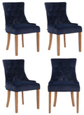 Set van 4 Fluwelen Eetkamerstoelen - Luxe Diningstoelen - Hoog Zitcomfort Kleur blauw