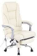 Ergonomische Massagestoel - Luxe Bureaustoel - Met Massagefunctie en Verstelbare Voetsteun Kleur crème