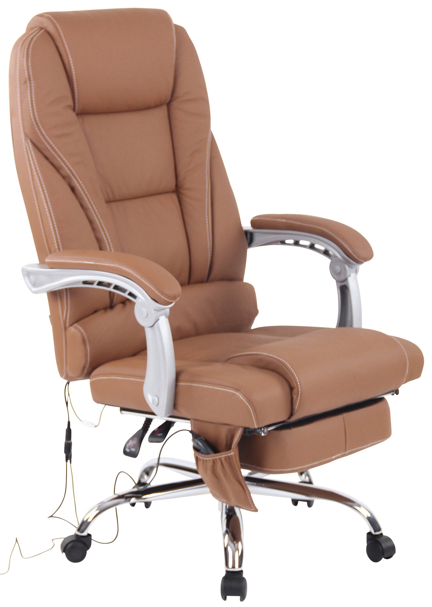 Ergonomische Massagestoel - Luxe Bureaustoel - Met Massagefunctie en Verstelbare Voetsteun Kleur lichtbruin