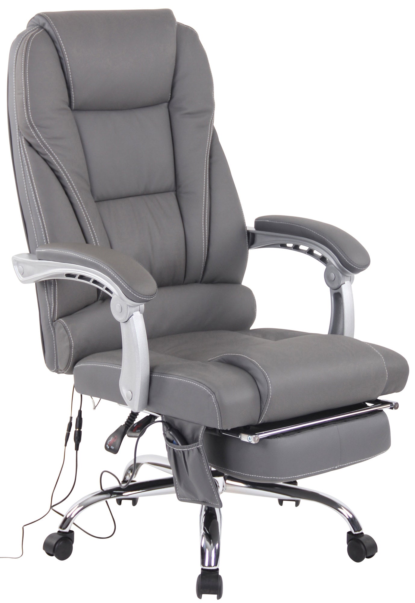 Ergonomische Massagestoel - Luxe Bureaustoel - Met Massagefunctie en Verstelbare Voetsteun Kleur grijs