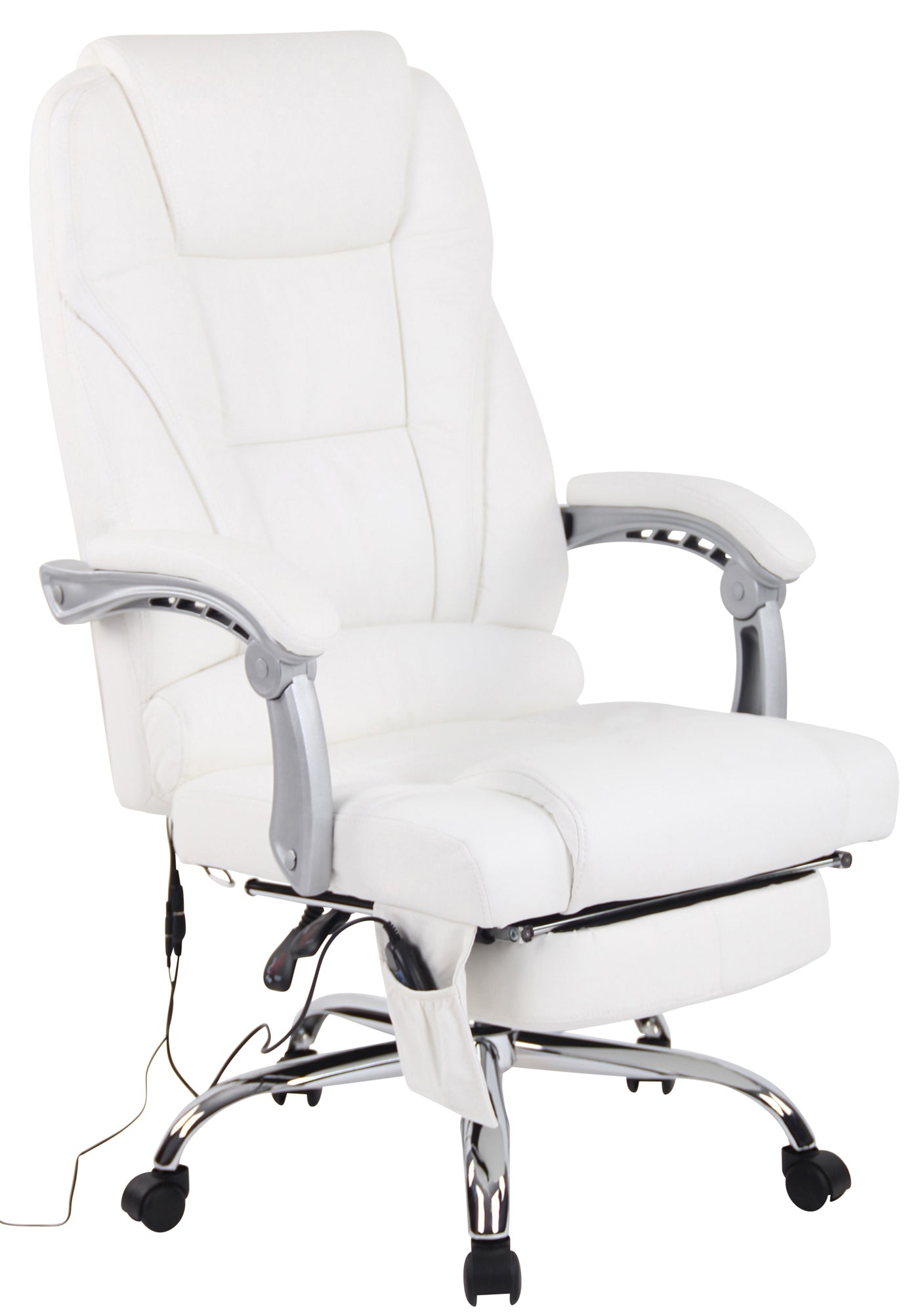Ergonomische Massagestoel - Luxe Bureaustoel - Met Massagefunctie en Verstelbare Voetsteun Kleur wit