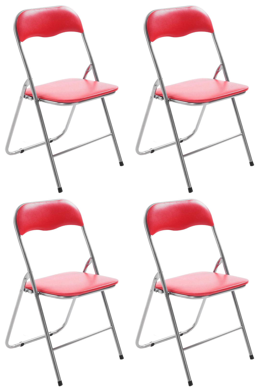 4-delige Set Inklapbare Stoel - Vouwstoel - Onderhoudsvriendelijk Design Kleur rood/zilver
