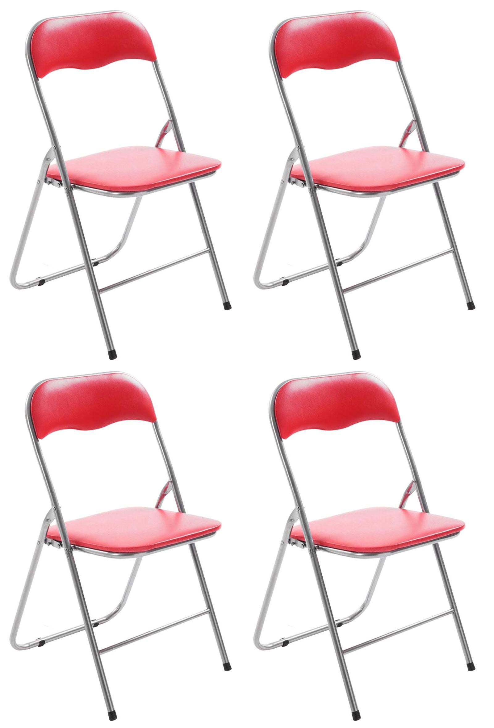 4-delige Set Inklapbare Stoel - Vouwstoel - Onderhoudsvriendelijk Design Kleur rood/zilver
