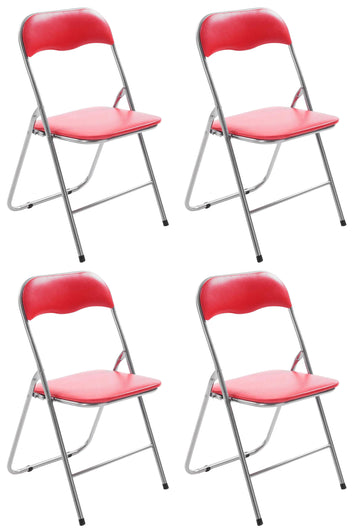 4-delige Set Inklapbare Stoel - Vouwstoel - Onderhoudsvriendelijk Design Kleur rood/zilver